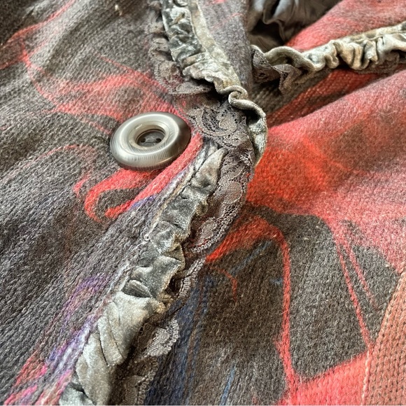 Etouile Du Monde Angora Small/Medium Womens Ruffle Lace Marbled Cardigan Sweater - Picture 3 of 13